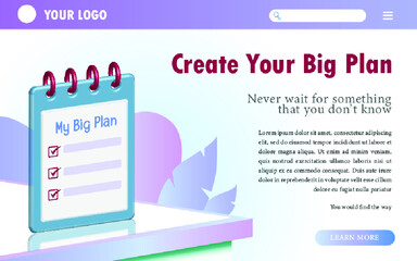 landing page with 3d list for company