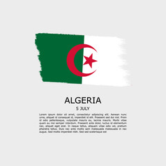 ALGERIA flag with paint brush, national day background square
