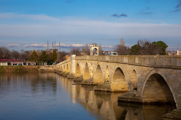 Obraz premium meric bridge and selimiye mosque, Edirne, Turkey