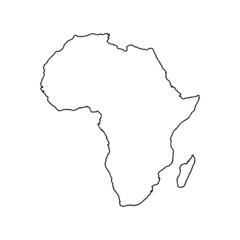 Africa map outline graphic freehand drawing on white background. Vector illustration.