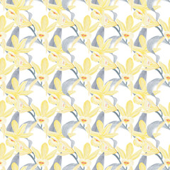 Flower background. Watercolor seamless pattern.