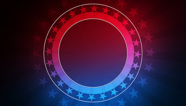 United States Flag Style Patriotic Circle Frame Background. Modern United States Patriotic Free Space Banner With Stars