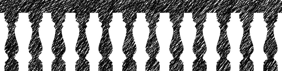 Abstract sketch of an italian balustrade - concept on white backgroud