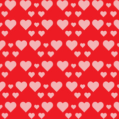 Pink heart pattern on red vector background. valentine's day