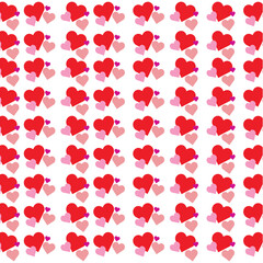 Pink heart and red heart pattern on white vector background. valentine's day