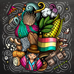 Bolivia cartoon vector doodle chalkboard illustration