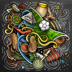 Uruguay cartoon vector doodle chalkboard illustration