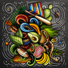 Fototapeta Venezuela cartoon vector doodle chalkboard illustration obraz