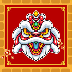 lion dance head mascot cartoon