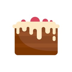 Cream chocolate cake icon flat isolated vector