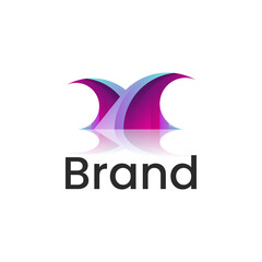 Wave 3d gradient Logo Design Template
