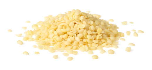 Hulled hemp seeds isolated on white background
