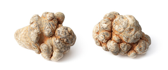 Dried notoginseng isolated on white background