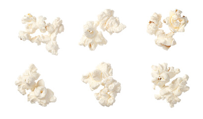 Popcorn isolated on white background, top view