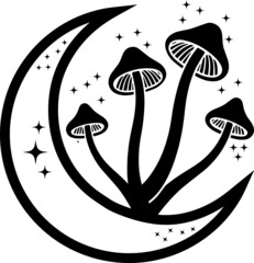 Magic Mushroom SVG. Celestial svg cricut. Floral Mushrooms SVG clipart. Mystical Mushroom PNG clipart. Witchy svg. Silhouette svg cut file,Mushroom svg, Moon with magic mushroom svg, Witch svg, Mystic