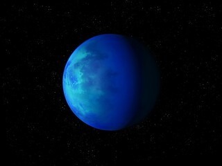 Realistic planet in deep space. Planet is in the habitable zone of its star 3d illustration. 