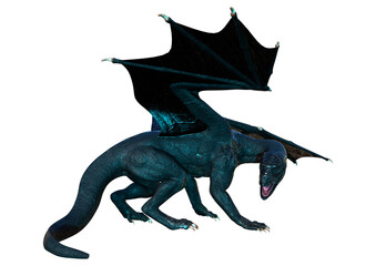 3D Rendering Fairy Tale Dragon on White