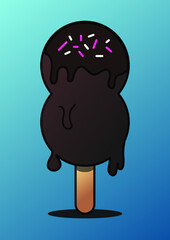 Chocolate ice lolly with sprinkles illustration