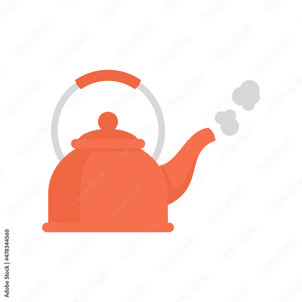 Sticker boiling kettle icon flat isolated vector