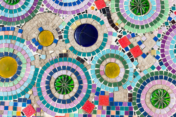 Beautiful texture of Colorful Mosaic at Wat Pha Sorn Kaew in Phetchabun province, Thailand