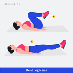 Bent Leg Raise exercise, Woman workout fitness, aerobic and exercises.