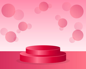red bubble studio background with red podium for product display