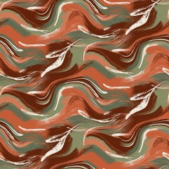 Western swirl seamless raster pattern. Bohemian desert orange irregular cloth design for verstaile nature background. 