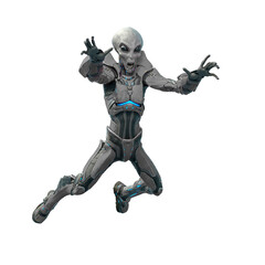 mega alien is jumping for fight