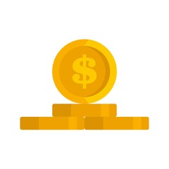 Casino gold dollars icon flat isolated vector