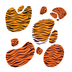Set of abstract tiger coloring pages - vector illustration isolated on white background