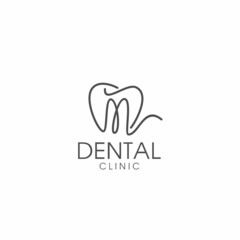 line art letter m dental logo design