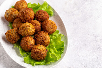 Vegetarian food - falafel balls from spiced chickpeas