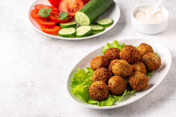 Vegetarian food - falafel balls from spiced chickpeas