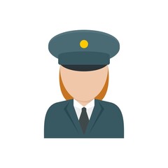 Woman electric train driver icon flat isolated vector
