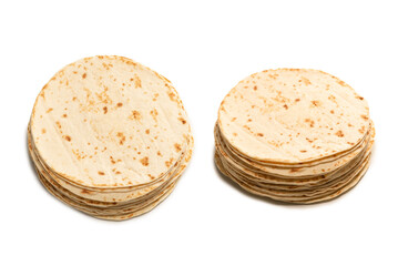 Grilled pitta bread isolated on white background.