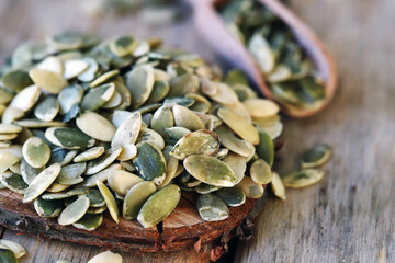Peeled pumpkin seeds.