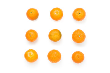 Fruit background. Set of fresh tangerine on white background 