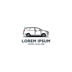 Simple SUV car vector illustration concept with black stripes and red taillights, perfect for your automotive business company product icon