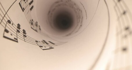 Vintage Sheet Music. Camera moving over a music sheet showing notes. Close up of music notes on a paper