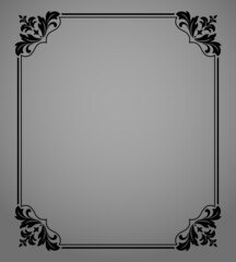 Decorative frame Elegant vector element for design in Eastern style, place for text. Floral black and gray border. Lace illustration for invitations and greeting cards