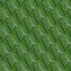 Modern palm leaf seamless pattern with hand drawn foliage print. Abstract art nature background. Vector illustration for seasonal textile.
