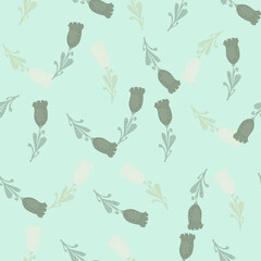 Tulips seamless pattern. Cute hand drawn flowers background.
