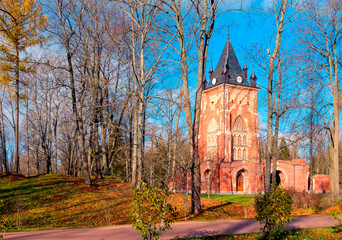 View of Chapelle Pavilion,  Alexander Park of Tsarskoe Selo, Russia