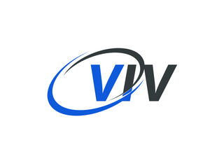 VIV letter creative modern elegant swoosh logo design