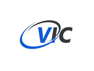 VIC letter creative modern elegant swoosh logo design