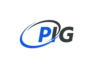 PIG letter creative modern elegant swoosh logo design
