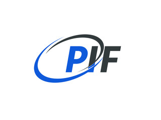 PIF letter creative modern elegant swoosh logo design