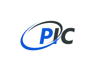 PIC letter creative modern elegant swoosh logo design