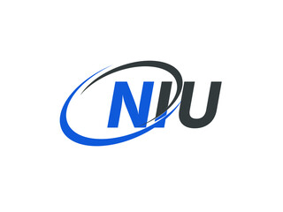 NIU letter creative modern elegant swoosh logo design