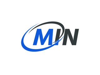 MIN letter creative modern elegant swoosh logo design